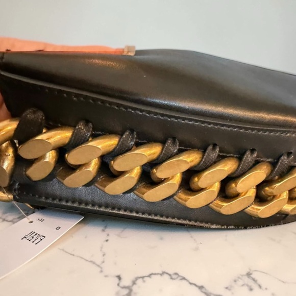 Stella McCartney Frayme Shoulder Bag Black Mixed Chain Vegan Leather - Picture 5 of 6